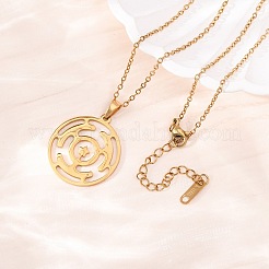 Halskette mit Labyrinth-Symbol-Anhänger aus Edelstahl 304 für Damen und Herren&nbsp;NJEW-K308-08G