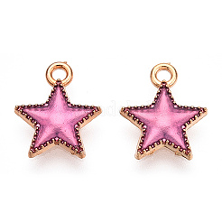 合金エナメルチャーム  スター  ゴールドカラー  ミディアム蘭  15x13x2mm  穴：1mm&nbsp;X-PALLOY-T046-10B