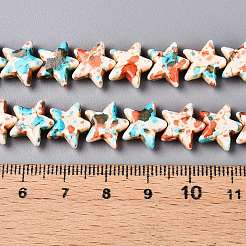 С напылением окрашенные синтетические бирюзовые бусинки&nbsp;UNKW-T001-11I