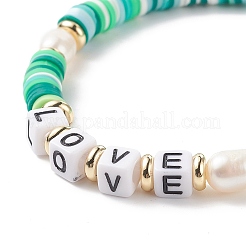 10шт 10 цвета ручной полимерной глины диска серфер стрейч браслеты набор BJEW-JB08873