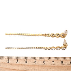 Серьги-гвоздики с кисточками из нержавеющей стали с прозрачным кубическим цирконием EJEW-D303-04G