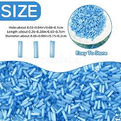 ガラスのラッパビーズ 50g  模造キャットアイ  空色  6.5~7x1.5~2mm  穴：0.8~1mm&nbsp;SEED-SZ0001-024D