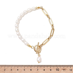 Braccialetti a maglie con perle d'acqua dolce naturali coltivate&nbsp;BJEW-JB13511-01
