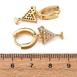 Серьги-кольца из латунного бокала с микропаве из кубических цирконий EJEW-F384-16G-01