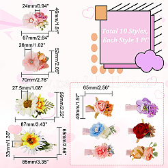 10 stücke 10 arten simulation blume tuch alligator haar clips&nbsp;PHAR-GA0001-01