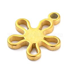 304ステンレススチールチャーム  ゴールドカラー  レーザー切断  花  9x7.5x1mm  穴：0.6mm&nbsp;STAS-Q306-01G-A