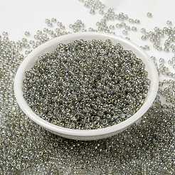 MIYUKIラウンドロカイユビーズ  日本製シードビーズ  8/0  （rr1881)透明シルバーグレーゴールド光沢  3mm  穴：1mm  約2111~2277個/50g&nbsp;SEED-X0055-RR1881