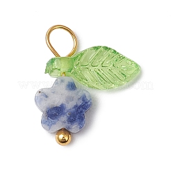 10 шт. подвески-цветы из натуральной яшмы с синими пятнами&nbsp;PALLOY-JF03765-03