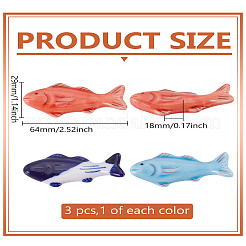 3色の磁器製箸立て3個  箸・スープ・スプーン置き  魚  ミックスカラー  29x64x18mm  1pc /カラー&nbsp;AJEW-LP0002-59