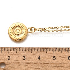 304 нержавеющая сталь плоская круглая монета кулон ожерелье с цепочкой для женщин&nbsp;LS-STAS-Z108-02G-01