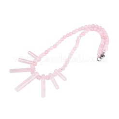 Collares babero redondos de cuentas de cuarzo rosa natural en forma de abanico&nbsp;NJEW-N064-04I