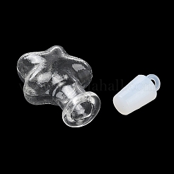 クリアガラスのウィッシングボトルペンダント  プラスチックシールプラグ付き  スターのチャーム  37x21x12.5mm  穴：2mm&nbsp;GLAA-A010-01D