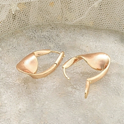 ラックメッキ真鍮クリアキュービックジルコニアフープピアス  長持ちメッキ  シャンパンゴールド  27x16mm&nbsp;EJEW-M090-01G-03