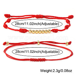 2 шт. 2 варианта плетеных браслетов из круглых латунных бусин&nbsp;PN1953-3