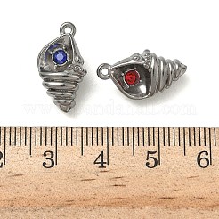 304ステンレスペンダント  コンクチャーム  ラインストーン付き  ステンレス鋼色  18x10x8.5mm  穴：1.2mm&nbsp;STAS-F328-04P
