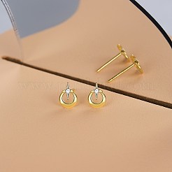 925スターリングシルバースタンドピアス  キュービックジルコニア付き  スター  透明  ゴールドカラー  8x6mm&nbsp;EJEW-BB67268