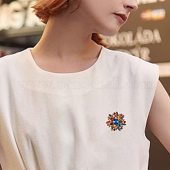 2 шт. брошь-булавка в виде цветка со стразами 2 цветов JEWB-HY0001-20