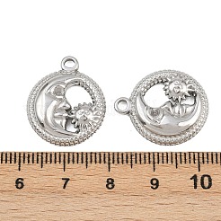 304ステンレスペンダント  月と太陽のチャーム  ステンレス鋼色  21.5x18x3mm  穴：2mm&nbsp;STAS-L303-12P