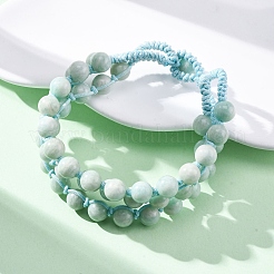 Браслеты из натуральных амазонитовых круглых бусин для мужчин и женщин BJEW-G743-02A