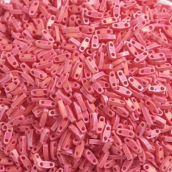 MIYUKIクォーターティラビーズ  日本製シードビーズ  2穴  （qtl408fr）マットな不透明な赤ab  5x1.2x1.9mm  穴：0.8mm  約4800個/100g&nbsp;SEED-J020-QTL0408FR