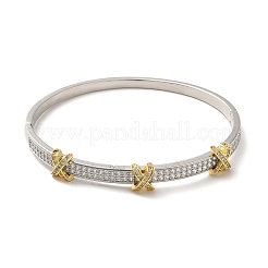 Стойки с латунными шарнирными браслетами с фианитами&nbsp;BJEW-D059-01P