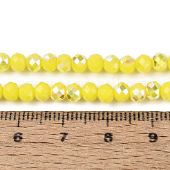 Нити из непрозрачных стеклянных бусин-ронделей с цветным покрытием ab&nbsp;EGLA-T029-4mm-09D