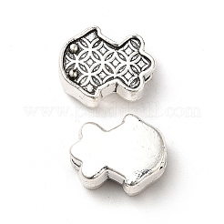チベット風合金ヨーロピアンビーズ  大穴ビーズ  コイン柄の魚  アンティークシルバー  11x13x7mm  穴：4mm  約370個/1000g&nbsp;PALLOY-M198-02AS
