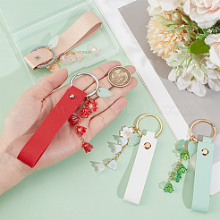 4шт 4 цвета PU кожа и акриловый цветок брелок&nbsp;KEYC-DR00006