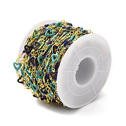 Цепочка-сердечко ручной работы из латуни с эмалью CHC-M024-25G-02