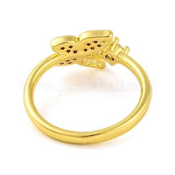 Открытые манжеты из латуни с бабочкой и микро-паве с прозрачным фианитом для женщин RJEW-U003-04G