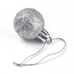 クリスマスボールのプラスチックの装飾品  ペンダントの飾り  クリスマスホリデーのウェディングパーティーの装飾に  銀  42x29mm  穴：4x4mm  8個/カラー  3色  24個/箱&nbsp;AJEW-CJC0001-61C