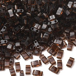 MIYUKIハーフティラビーズ  日本製シードビーズ  2の穴  （htl135)透明ルートビア  5x2.3x1.9mm  穴：0.8mm  約12500個/500g&nbsp;SEED-MY05-HTL135