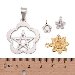 ステンレススチールペンダント  花  ミックスカラー  8~39x8~37x0.6~1.7mm  穴：1~1.5mm&nbsp;STAS-MSMC001-06