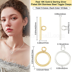 20 комплект из 2-х цветных застежек-тоглов из нержавеющей стали марки 304&nbsp;STAS-BBC0008-06