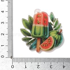 印刷されたアクリルパーツ  スイカチャーム  カラフル  37.5x33.5x2.5mm  穴：2mm&nbsp;AC-CBADA31-09