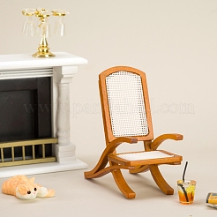 木製の籐の椅子のミニチュア装飾品  マイクロランドスケープドールハウスアクセサリー  小道具の装飾のふりをする  ペルー  40x70x80mm&nbsp;PW-WGF3AFE-01