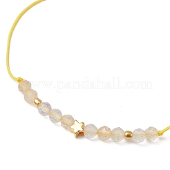 Натуральные круглые цитриновые бусины плетеные браслеты из бусин для женщин BJEW-JB11655-01