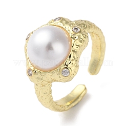 Покрытие стойки латунь микропаве кубический цирконий открытое кольцо RJEW-K247-05G