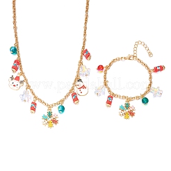 Weihnachts-Anhänger-Halsketten und Charm-Armband-Sets aus Legierung&nbsp;FS-WG7A63D-03