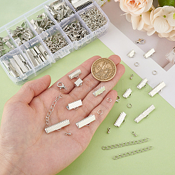 Ensembles de recherche de bijoux en argent avec des embouts de ruban de fer de tailles mélangées&nbsp;FIND-PH0003-01P