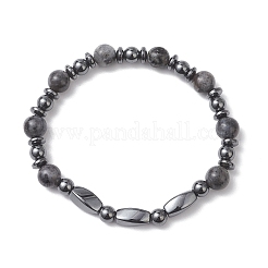 Браслеты из натуральных бусин ларвикита и немагнитного синтетического гематита для женщин&nbsp;BJEW-JB13136