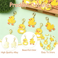 20 colgante de aleación de pato con 2 estilos de esmalte decorativo&nbsp;HJEW-YW00368