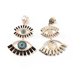 Strass-Ohrstecker mit doppeltem Bösen Blick und Acrylperlen&nbsp;EJEW-J045-03B-KCG
