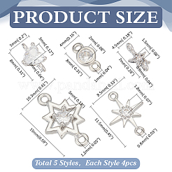 20шт 5 стиля латунные микро проложить прозрачные кубические циркониевые звенья KK-ME0001-84