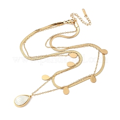 Летние двухслойные ожерелья из нержавеющей стали 304 и белого акрила для женщин NJEW-U044-02B-G