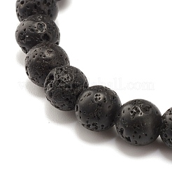 Bracciale elastico rotondo in turchese sintetico e roccia lavica naturale&nbsp;BJEW-JB07470-03