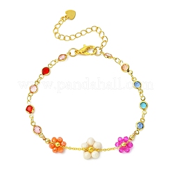 Armbänder aus natürlichen Süßwasserzuchtperlen und Messing- und Glasgliedern für Damen&nbsp;BJEW-JB14110