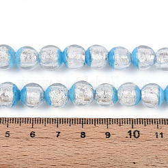 Светящиеся бусины ручной работы из серебряной фольги в технике лэмпворк FOIL-N029-03C