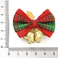 布と鉄のクリスマスの蝶結びのベルの吊り下げ飾り  クリスマスツリーやホリデーパーティーの装飾に  レッド  48.5x47.5x14.5mm&nbsp;HJEW-S004-01A