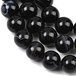 Chapelets de perles en agate noire naturelle&nbsp;G-G962-10mm-12-A